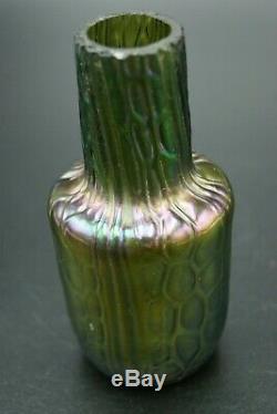 C. 1900 Johann Loetz Bohemian Art Glass Iridescent Vase 4.1/3 Czech Art Nouveau