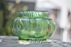 C. 1900 Loetz Creta Rusticana Bohemian Green Iridescent Glass Flower Bowl / Vase