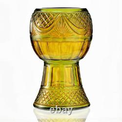 C. 1910 Bohemian green and amber cut glass vase, Steinschönau