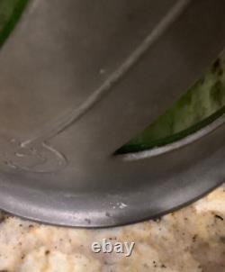 C. 1910s Art Nouveau Orivit Style Handled Wine Carafe Green Glass & Cast Pewter