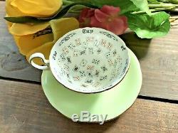 C. 1930's AYNSLEY VTG FORTUNE TELLING Teacup & Saucer The Cup of Knowledge- RARE