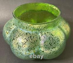Candia Papillon Loetz Austria Art Nouveau Phanomen Green Iridescent Art Glass Va