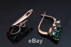 Certified 1.80Ct Green Emerald Diamond 14K Yellow Gold Vintage Wedding Earring
