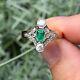 Certified 1.90ct Emerald Green Diamond 14k Yellow Gold Art Deco Engagement Ring