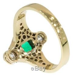 Certified 1.90Ct Emerald Green Diamond 14K Yellow Gold Art Deco Engagement Ring