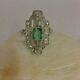 Certified 1.90ct Green Princess Diamond In 14k White Gold Vintage Art Deco Ring