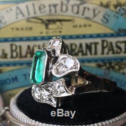 Certified 2.40Ct Green Emerald Diamond 14K White Gold Art Deco Engagement Ring