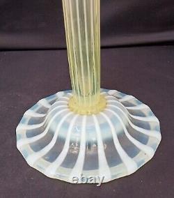 Charles Kempton Art Nouveau vaseline/opalescent glass trumpet vase, c1890