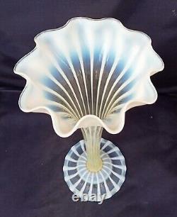 Charles Kempton Art Nouveau vaseline/opalescent glass trumpet vase, c1890