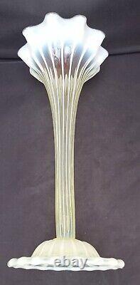 Charles Kempton Art Nouveau vaseline/opalescent glass trumpet vase, c1890