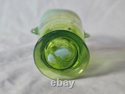 Charming Antique Green Vaseline Glass Basket Vase (a), Circa Art Nouveau