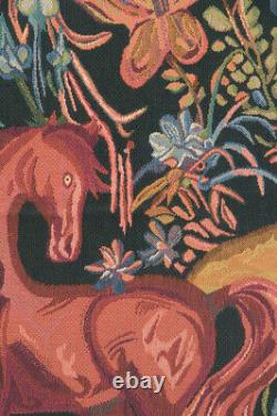Cheval Azures Belgian Art Nouveau Horses Woven Tapestry Wall Hanging NEW