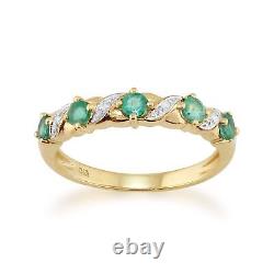 Classic Art Nouveau Style Style Round Emerald & Diamond Half Eternity Ring