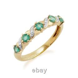 Classic Art Nouveau Style Style Round Emerald & Diamond Half Eternity Ring