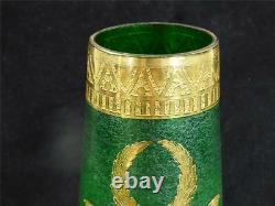 Continental Art Nouveau Style Green & Gilt Vase Fleur De Lis