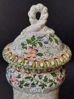 Copeland Late Spode Floral Parsley Green Vases One Lidded c1910