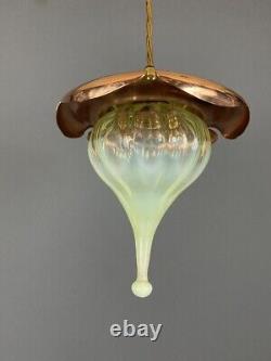 Copper Bloom' Art Nouveau Pendant Light CEILING LIGHT VASELINE GLASS
