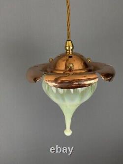 Copper Bloom' Art Nouveau Pendant Light CEILING LIGHT VASELINE GLASS