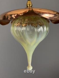 Copper Bloom' Art Nouveau Pendant Light CEILING LIGHT VASELINE GLASS