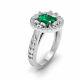 Created Green Emerald And Simulated White Diamond Art Nouveau Wedding Ring Women