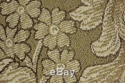 Curtain Antique French Art Nouveau woven drape khaki green large scale trimmed