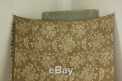 Curtain Antique French Art Nouveau woven drape khaki green large scale trimmed