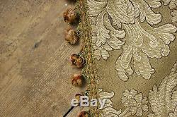 Curtain Antique French Art Nouveau woven drape khaki green large scale trimmed