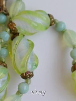 Czech Glass Uranium green Coloured Pendant Winged fairy Art Nouveau Grapes Vine