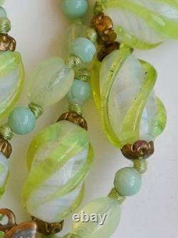 Czech Glass Uranium green Coloured Pendant Winged fairy Art Nouveau Grapes Vine