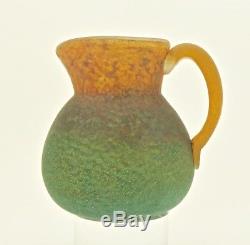 DAUM Antique French Glass Pitcher Vase by G. De Feure C. 1910 Art Nouveau Deco
