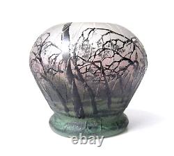 DAUM, NANCY TINY MINIATURE CAMEO VASE Trees in the Rain sign. 1895