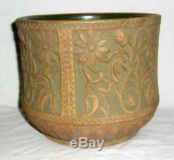 DC Red Wing Brush Ware Jardiniere Planter Paneled Floral Pattern