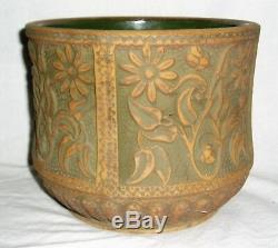 DC Red Wing Brush Ware Jardiniere Planter Paneled Floral Pattern