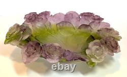 Daum Huge Pate De VerreRoses dish 10 1/2 inches diameter