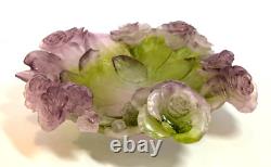 Daum Huge Pate De VerreRoses dish 10 1/2 inches diameter