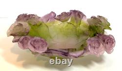 Daum Huge Pate De VerreRoses dish 10 1/2 inches diameter