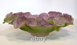 Daum Huge Pate De VerreRoses dish 10 1/2 inches diameter