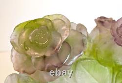 Daum Huge Pate De VerreRoses dish 10 1/2 inches diameter