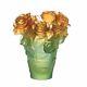 Daum Numbered Ed Rose Passion Green & Orange Vase Small #05287-2 Brand Nib F/sh