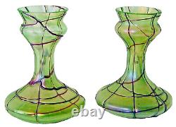 Decorative Glass Art Nouveau Loetz Vases Antique Pair