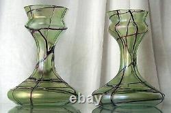 Decorative Glass Art Nouveau Loetz Vases Antique Pair