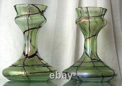 Decorative Glass Art Nouveau Loetz Vases Antique Pair