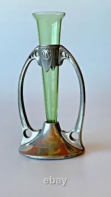 Delightful Art Nouveau vase in green glass