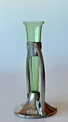 Delightful Art Nouveau vase in green glass