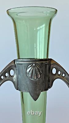 Delightful Art Nouveau vase in green glass