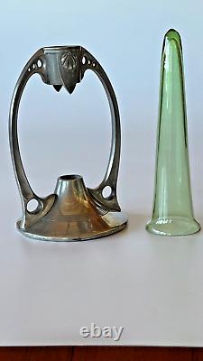 Delightful Art Nouveau vase in green glass