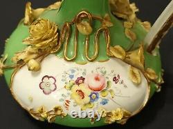 Derby Antique Porcelain Floral Encrusted Ewer, Jug, Vase, Bloor Period c1830