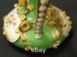 Derby Antique Porcelain Floral Encrusted Ewer, Jug, Vase, Bloor Period c1830
