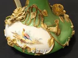 Derby Antique Porcelain Floral Encrusted Ewer, Jug, Vase, Bloor Period c1830