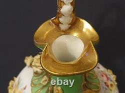 Derby Antique Porcelain Floral Encrusted Ewer, Jug, Vase, Bloor Period c1830